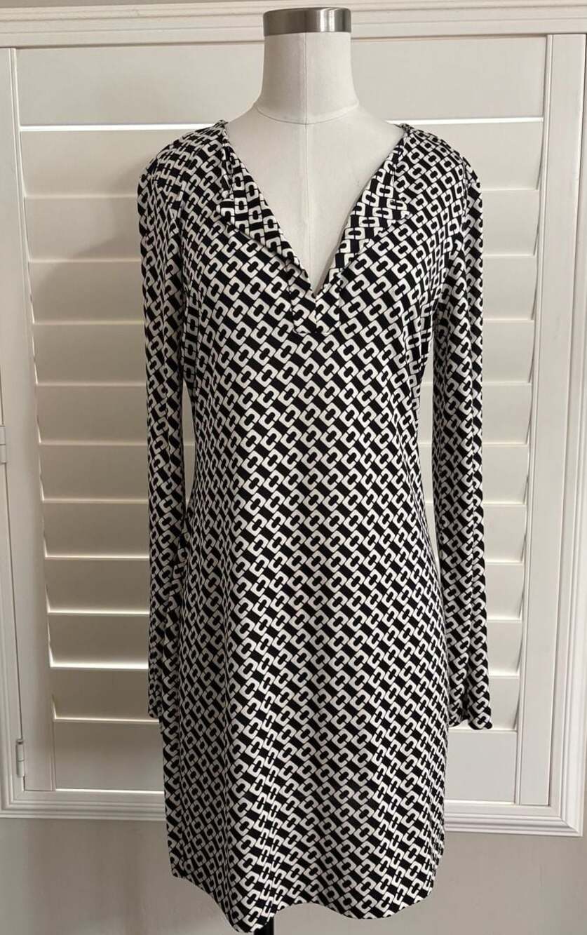 Diane von Furstenberg Reina Jersey Silk Long Sleeve Dress Size 6